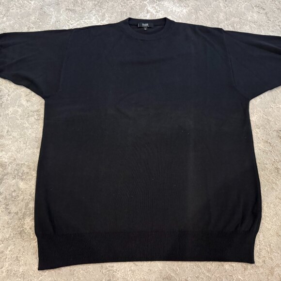 Raffi Linea Uomo Men's Knit Sweater Top Shirt ITALY Large Cotton Black Pullover - Picture 1 of 16